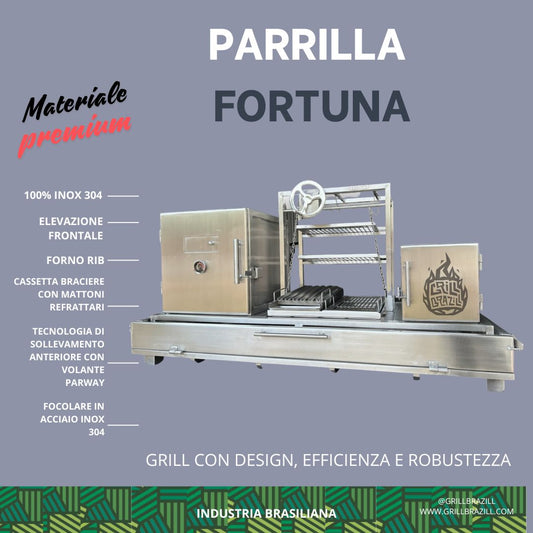 Fortuna - ARGENTINA PARRILLA WITH OVEN 100% IN 304 STAINLESS STEEL