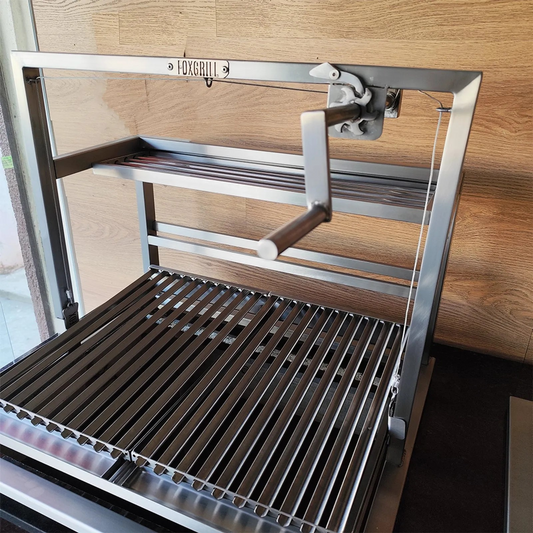 Parrilla - Fixed Grill with Skewer Holder - with Crank - 100% 304 Stainless Steel - Charcoal