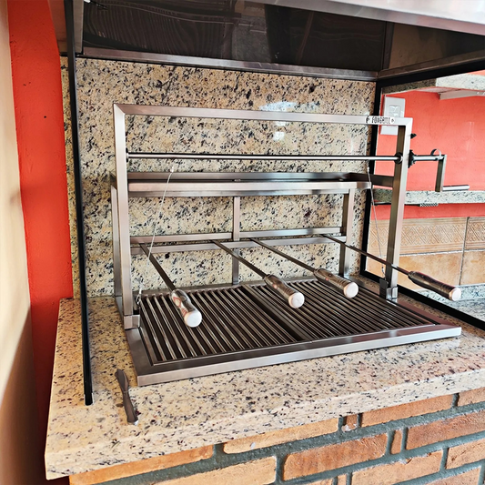 Parrilla - Grill with side elevation - with crank - 100% 304 stainless steel - Charcoal