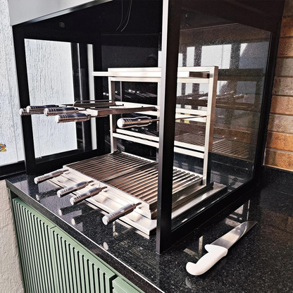 Parrilla - Griglia fissa  - con Manovella - 100% in acciaio inox 304 - a Carbone