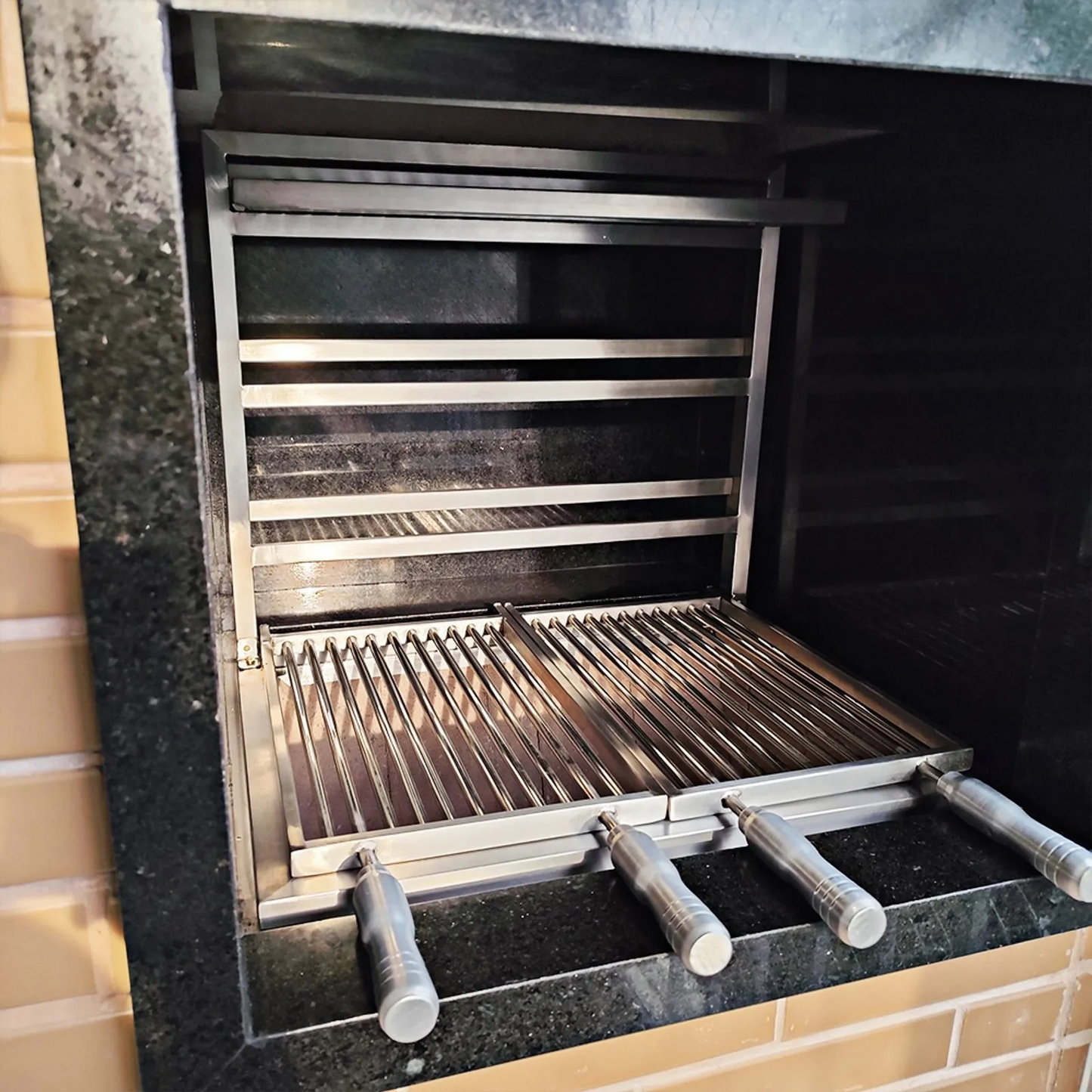 Parrilla - Griglia fissa  - con Manovella - 100% in acciaio inox 304 - a Carbone