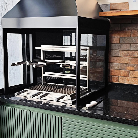 Parrilla - Griglia fissa  - con Manovella - 100% in acciaio inox 304 - a Carbone