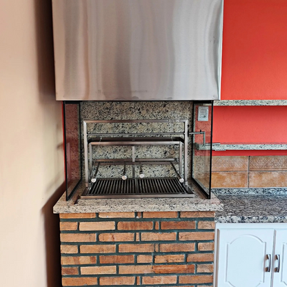 Parrilla - Griglia con elevazione laterale - con Manovella - 100% in acciaio inox 304 - a Carbone