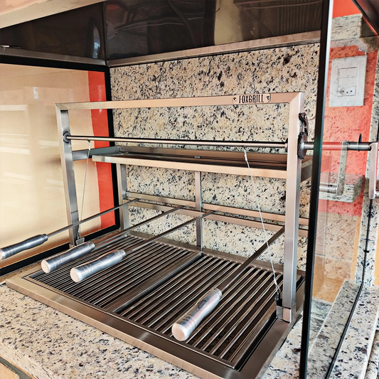 Parrilla - Griglia con elevazione laterale - con Manovella - 100% in acciaio inox 304 - a Carbone