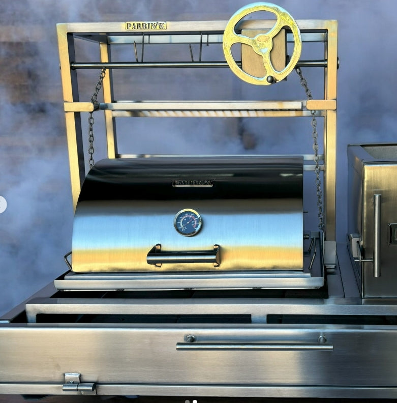 Aquila - PARRILLA ARGENTINA CON GRIGLIE E FORNO PER PIZZA IN ACCIAIO INOX 304