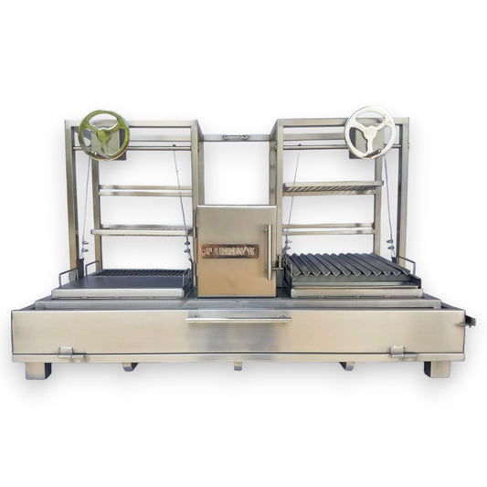 Helsinki - PARRILLA ARGENTINA CON DUE ELEVAZIONI E FOCOLARE CENTRALE IN ACCIAIO INOX 304