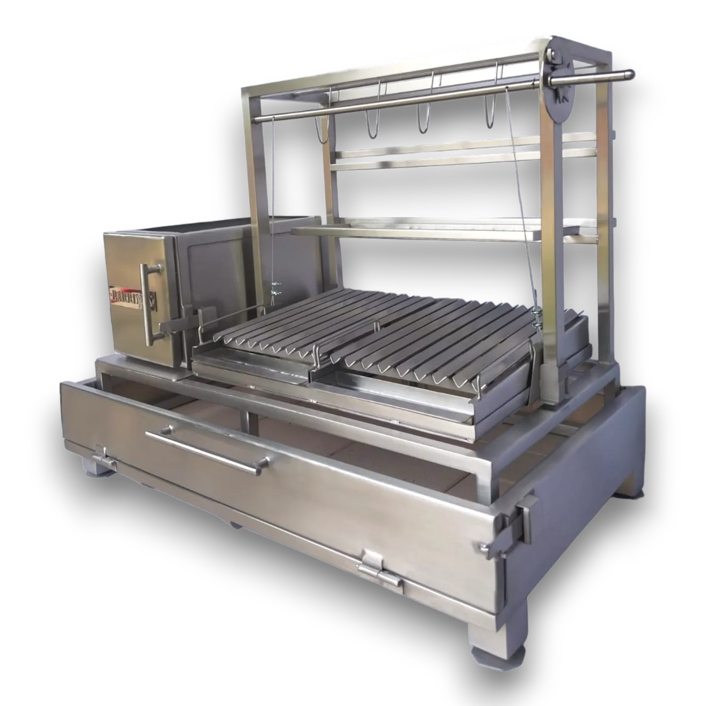 Potenza 2.0 - PARRILLA ARGENTINA CON ALZATA LATERALE E GANCIO DA AFFUMICARE 100% ACCIAIO 304 INOX