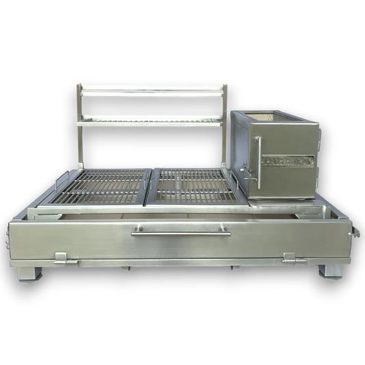 Punta Negra - PARRILLA URUGUAINA CON GRIGLIA IN DUE PARTI, CON DUE GRIGLIE, 100% IN ACCIAIO INOX 304